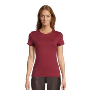 Time and Tru Women's Round Neck Smooth Tee with Short Sleeves, 2-Pack